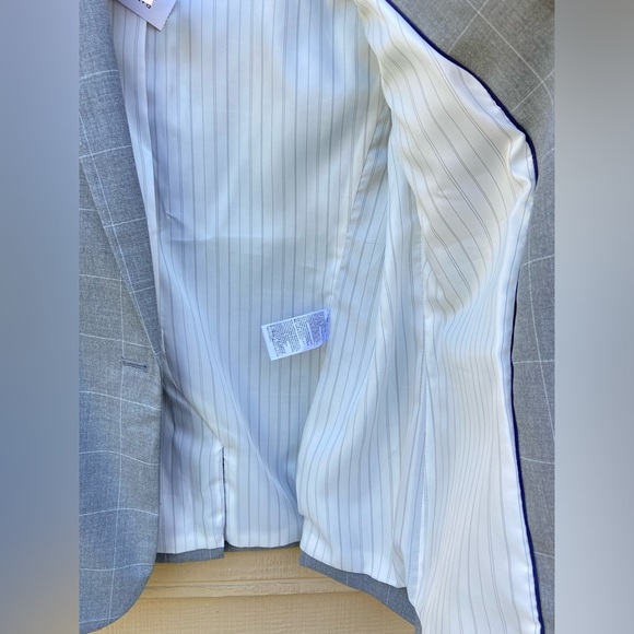 NWT- BANANA REPUBLIC GRAY PLAID CLASSIC FIT BUTTON FRONT BLAZER JACKET - Picture 9 of 10